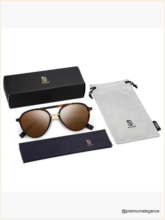 Retro Aviator Polarized Sunglasses Double Bridge UV400 Protection main image 5